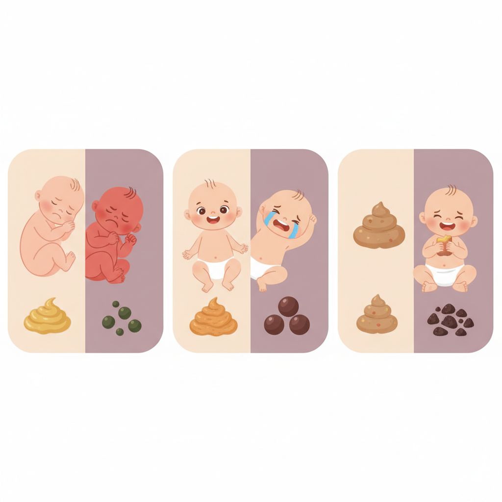 A parent gently touching a baby's tummy