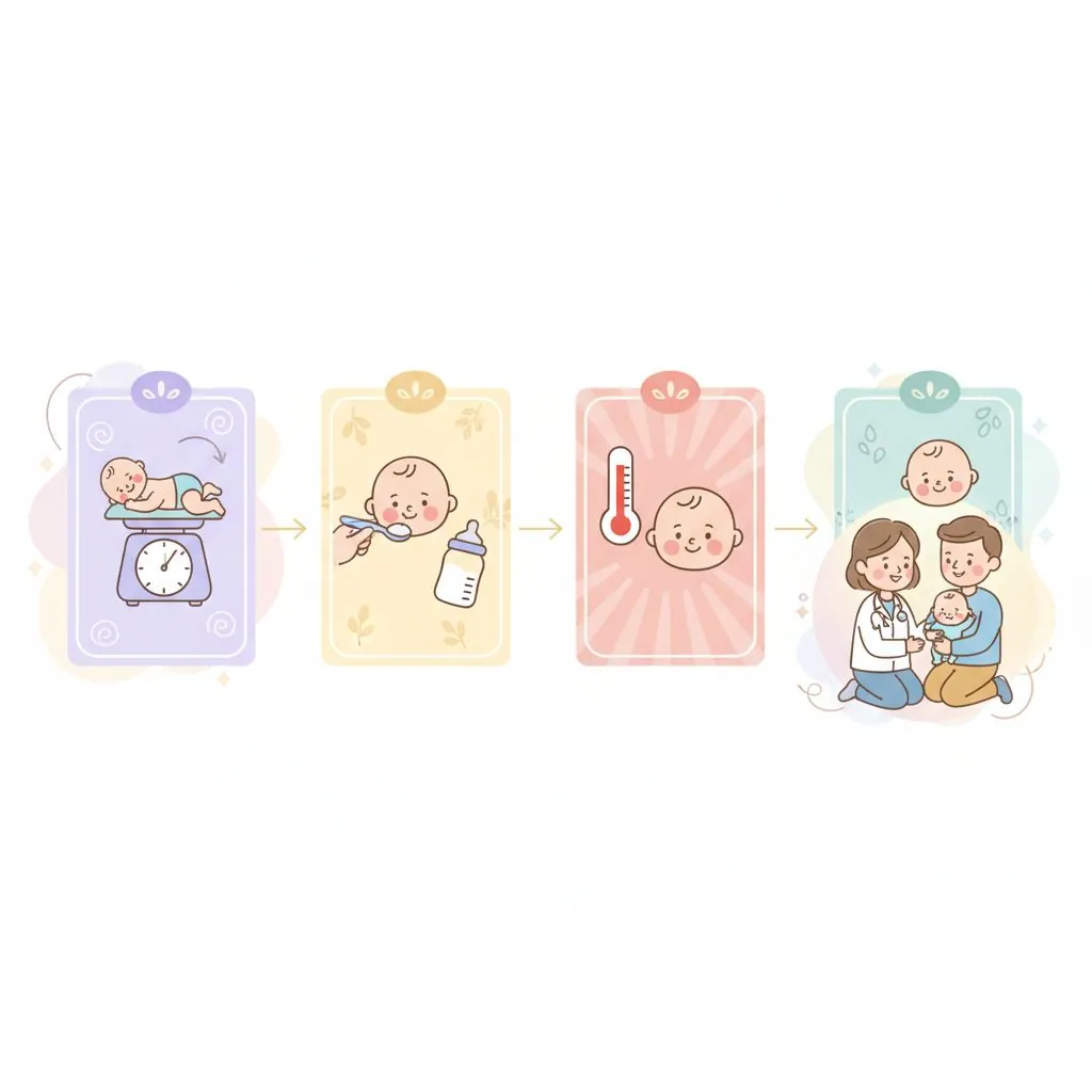 A parent calmly cleaning up food spills from a high chair tray while the baby is happily playing with a small piece of food.