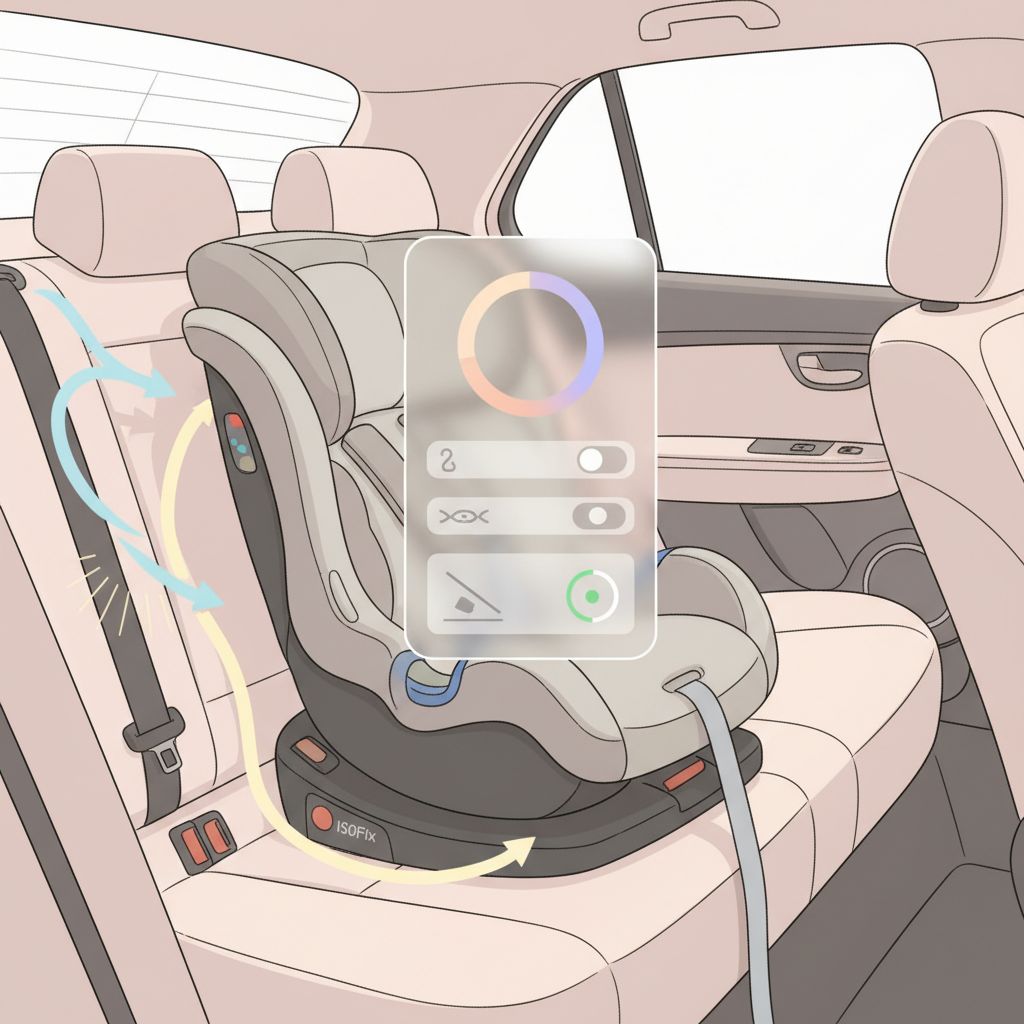 a parent installing a car seat with ISOFIX