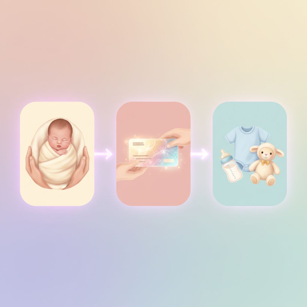 A split image showing a parent working on a laptop on one side and a parent playing with a child on the other, symbolizing work-life balance and parental leave.