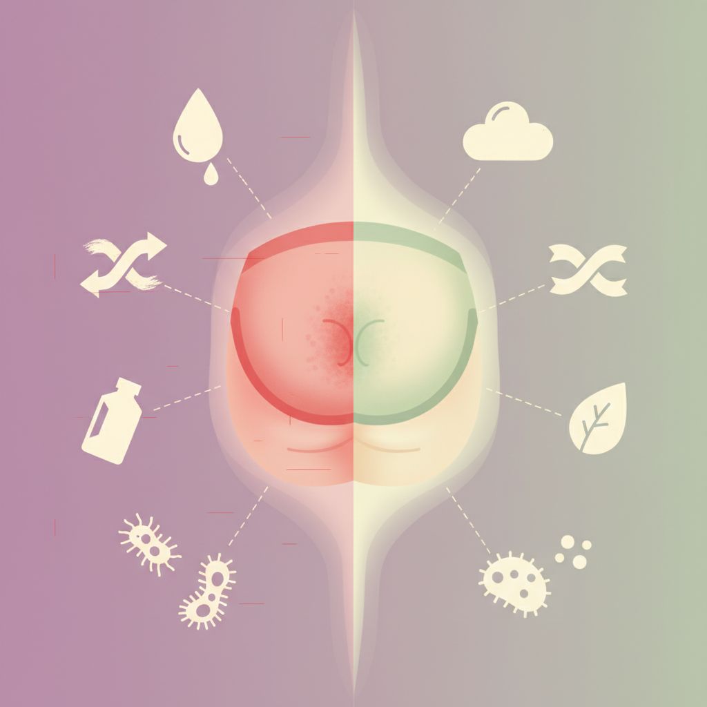 A clear infographic showing common causes of diaper rash, such as wetness, friction, and bacteria, with icons representing each