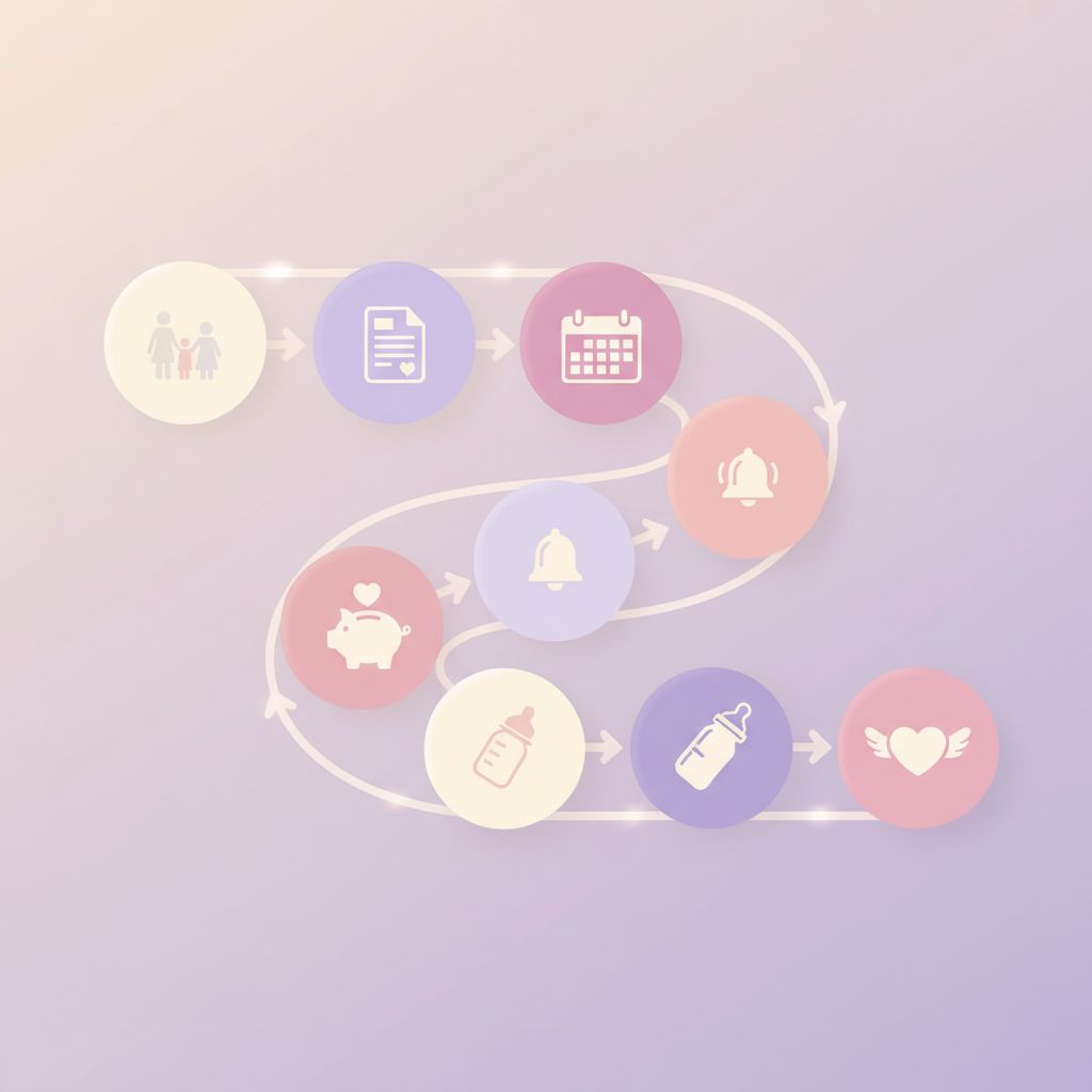 A clear, step-by-step infographic showing arrows and icons for the application process, documents, and online submission